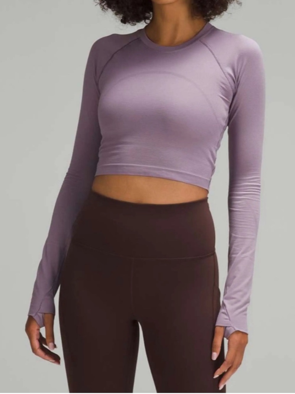 lululemon athletica Swiftly Tech Long-Sleeve Crop Top in Lavender